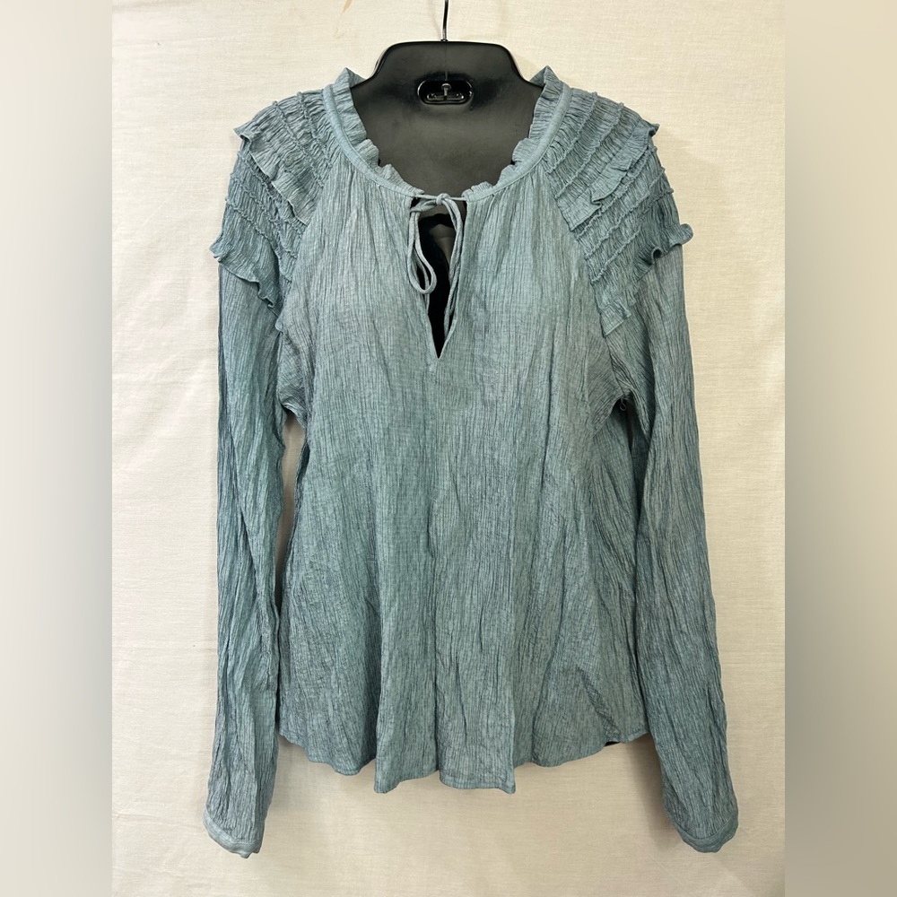 Current Air Sea green boho style ruffle, long sleeve women’s top blouse NWOT